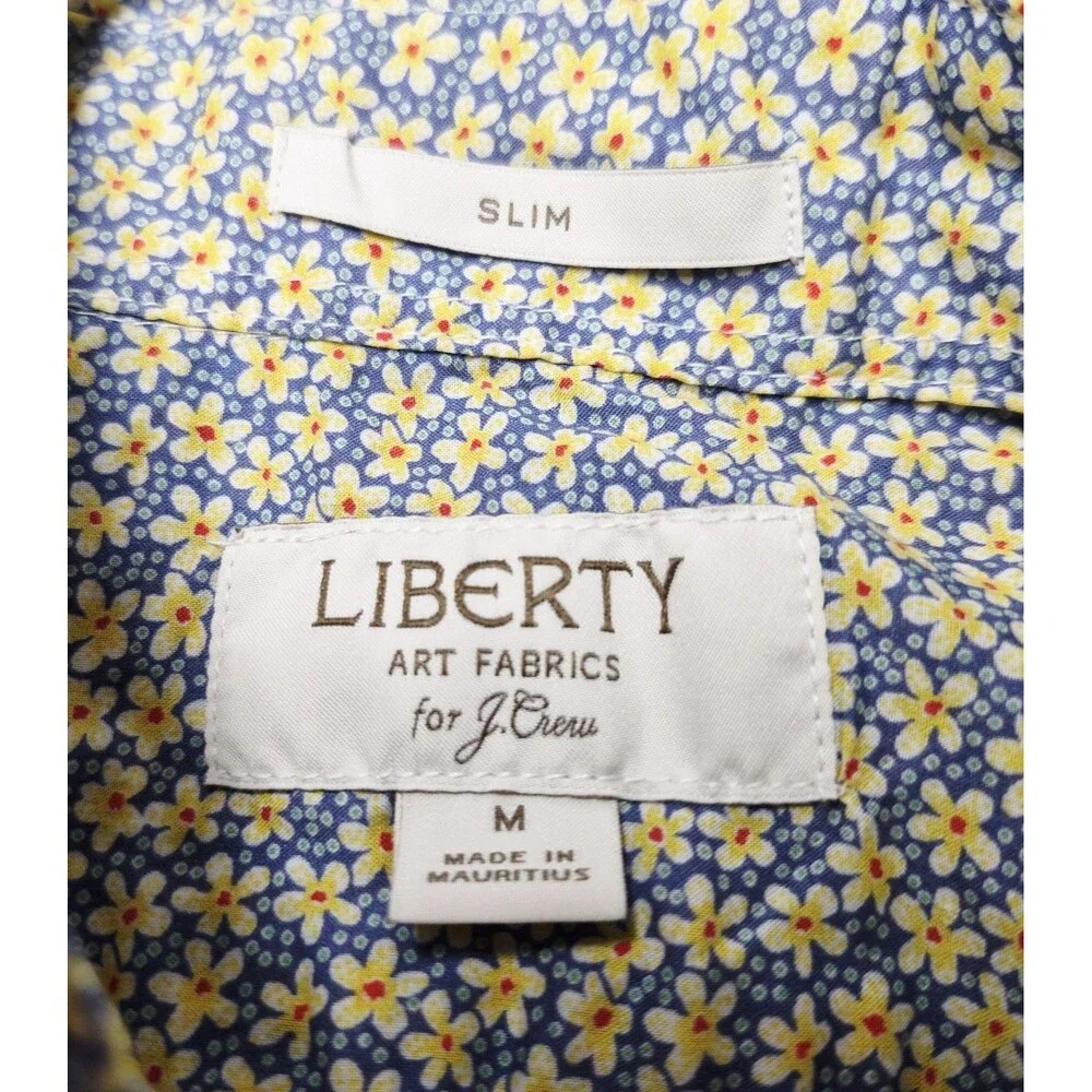 J Crew Liberty Art Fabrics Mens M Slim Short Sleeve Floral Button Shirt Poplin